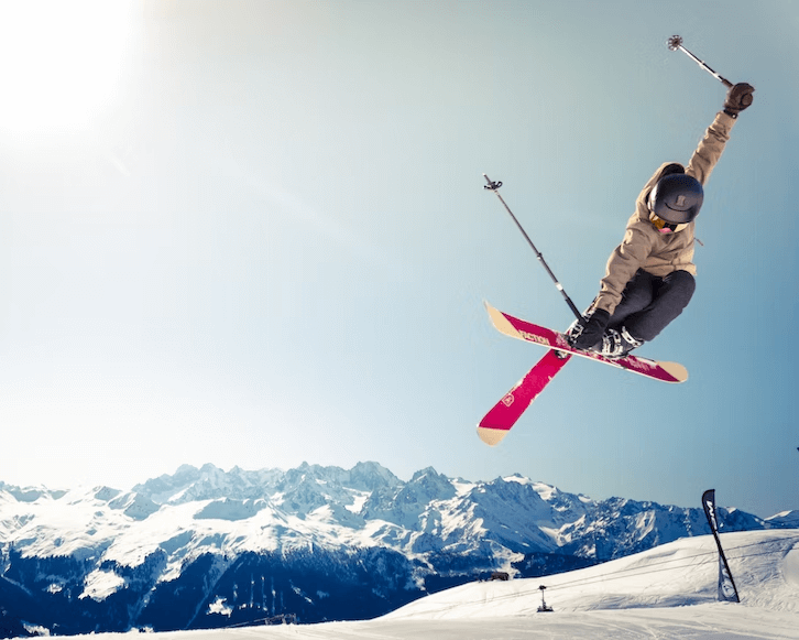 skier in mid-jump